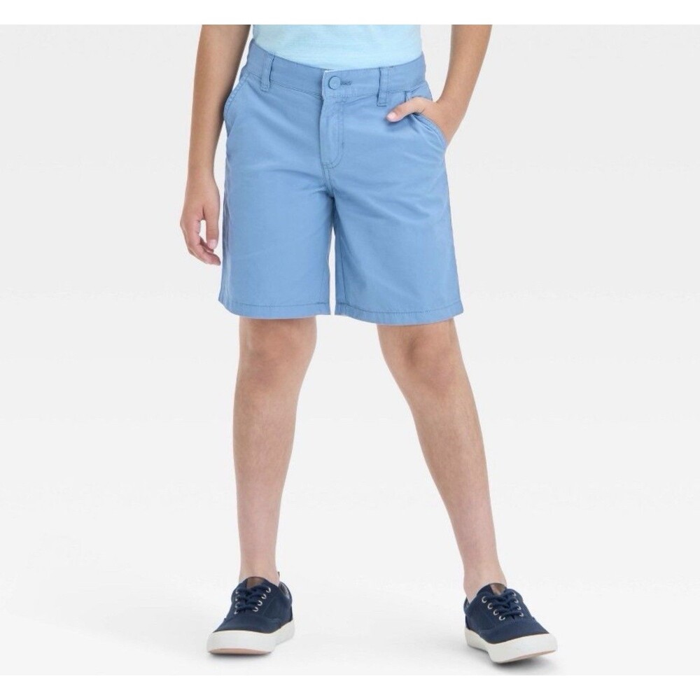 CAT & JACK Chino Shorts Size 10 Boys Kids 100% Cotton Blue Comfort Pockets